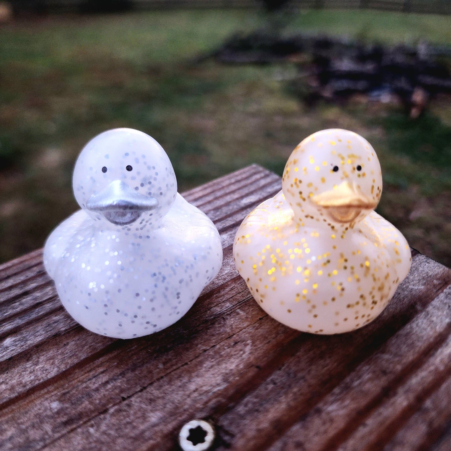 Sparkle Glitter Themed Rubber Duck Ducks - Gold Silver - Individuals or Pack of 2