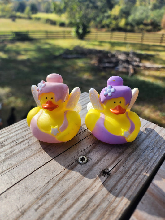 Magic Pixie Fairy Themed Yellow Rubber Ducks Office Desk Toy Gift for Friend Fairy Gift - Purple Fairy Pink Fairy - Individuals or Pack of 2