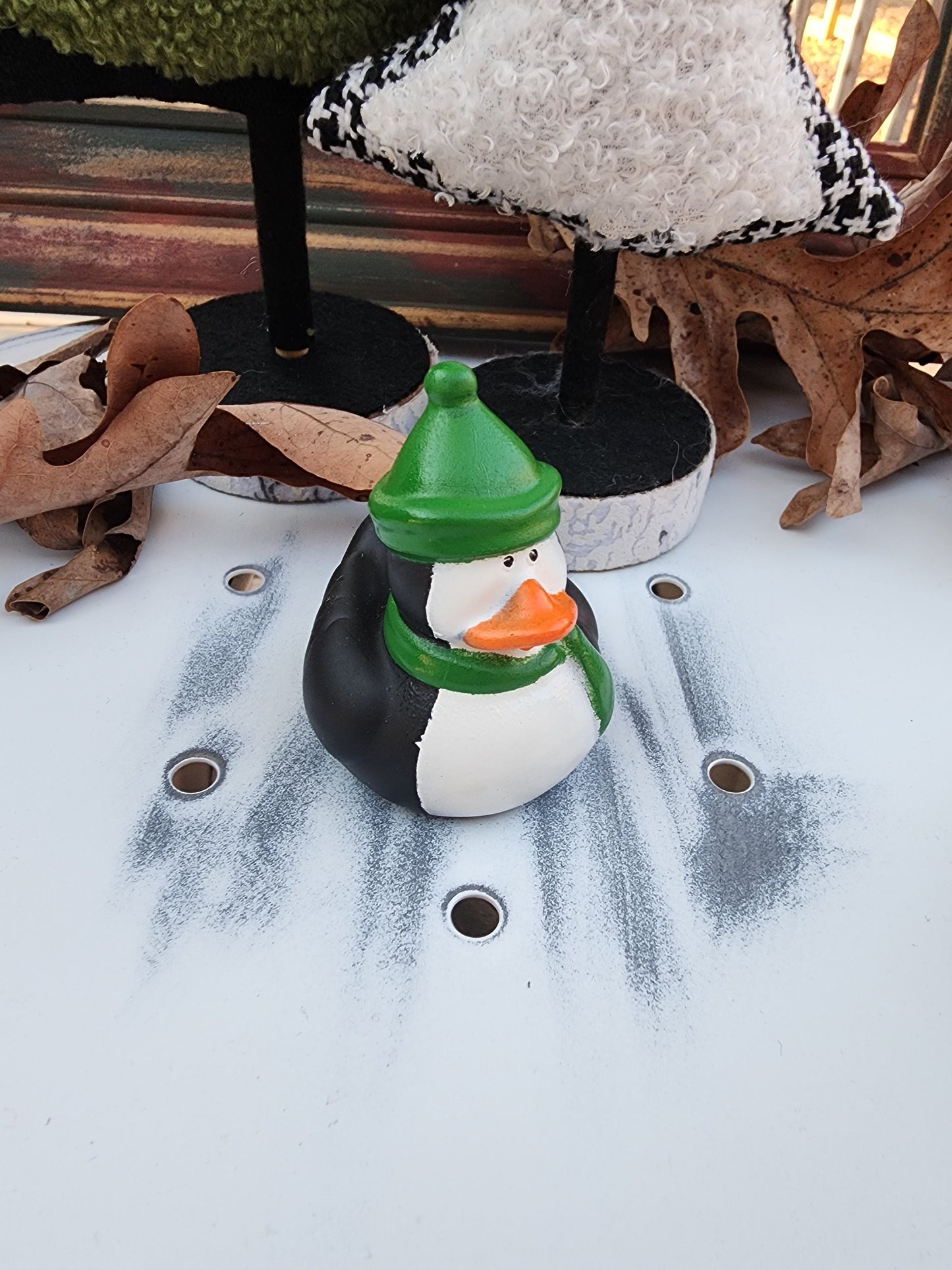 Christmas Holiday Penguins Themed Black and White Rubber Duck Ducks - Blue Green Red - Individuals or Pack of 3