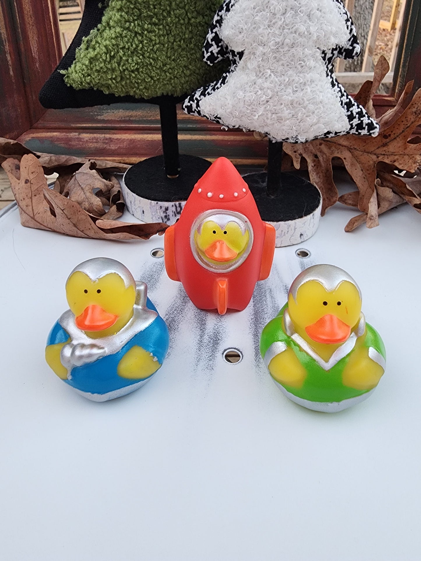 Space Themed Yellow Rubber Duck Ducks - Red Blue Green - Individuals or Pack of 3