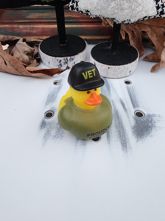 Military Veteran Themed Yellow Rubber Duck Ducks - Green Black Orange -Individuals or Pack of 3