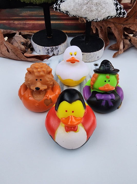 Halloween Scary Monster Themed Rubber Duck Ducks - Witch Dracula Werewolf Ghost - Individuals or Pack of 4