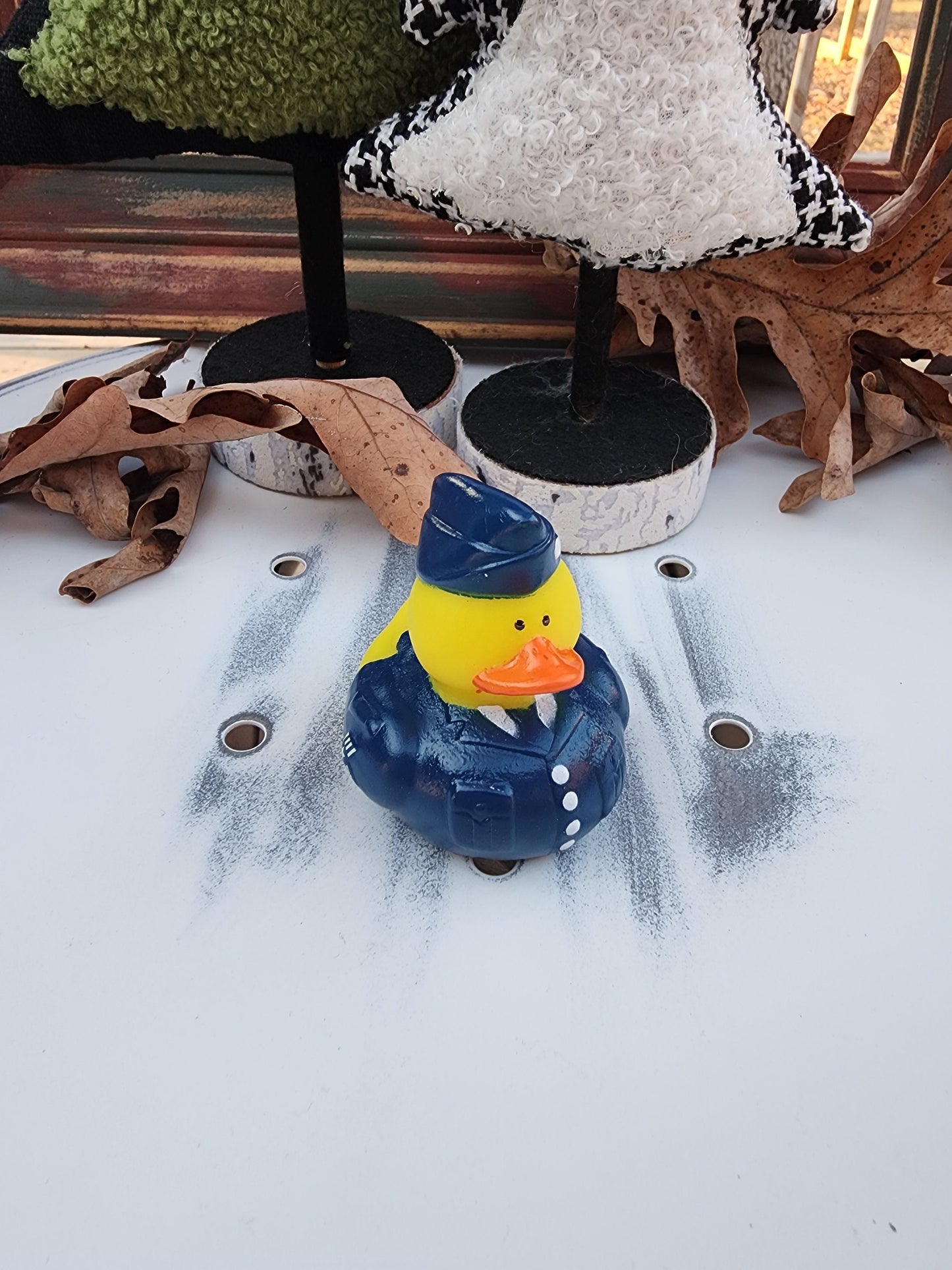 Military Uniform Themed Yellow Rubber Duck Ducks - Tan Blue White - Individuals or Pack of 4