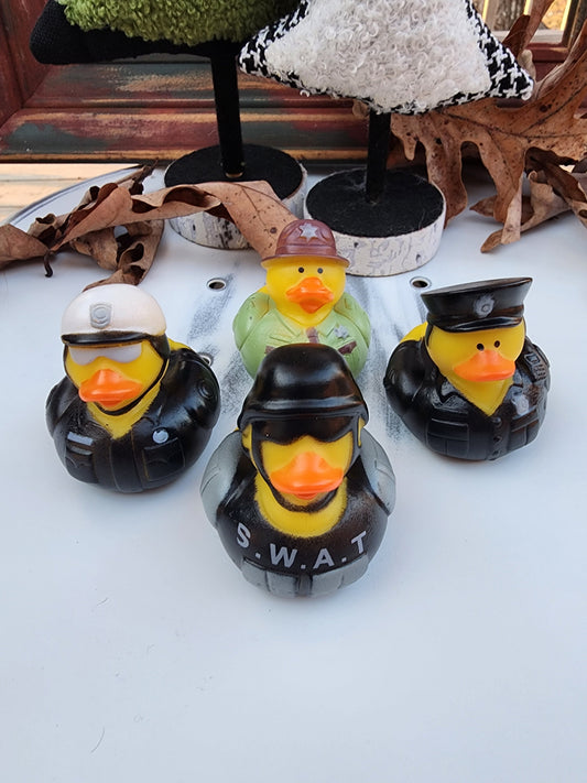 Law Enforcement Rubber Ducks | Cute Novelty Gift | Police Officer | Office Desk Toy | Gift for First Responder | Individual Item | Set of 4