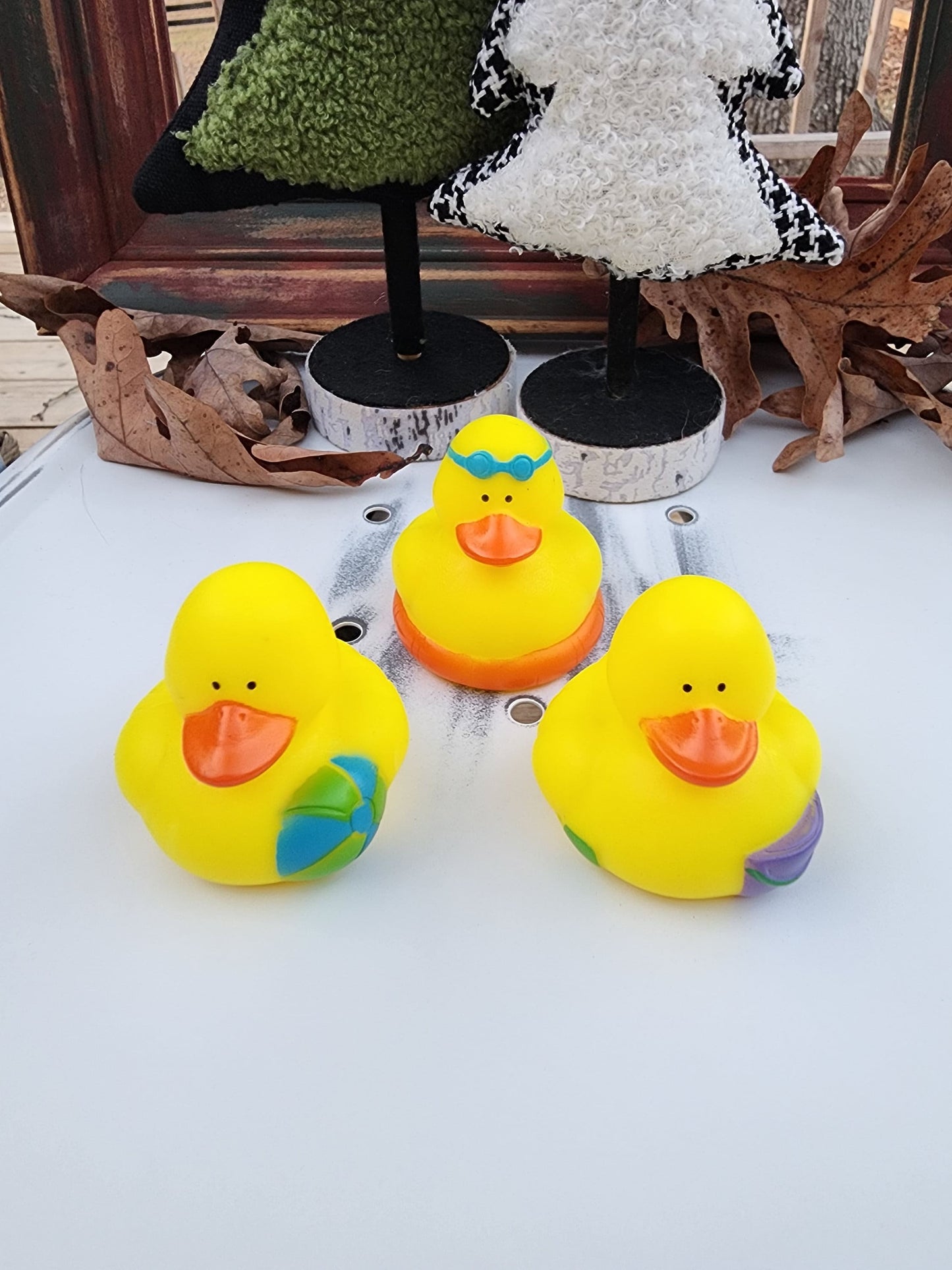 Fun Beach Themed Yellow Rubber Duck Ducks - Inner Tube Beach Ball Sand Shovel Goggles- Individuals or Pack of 3