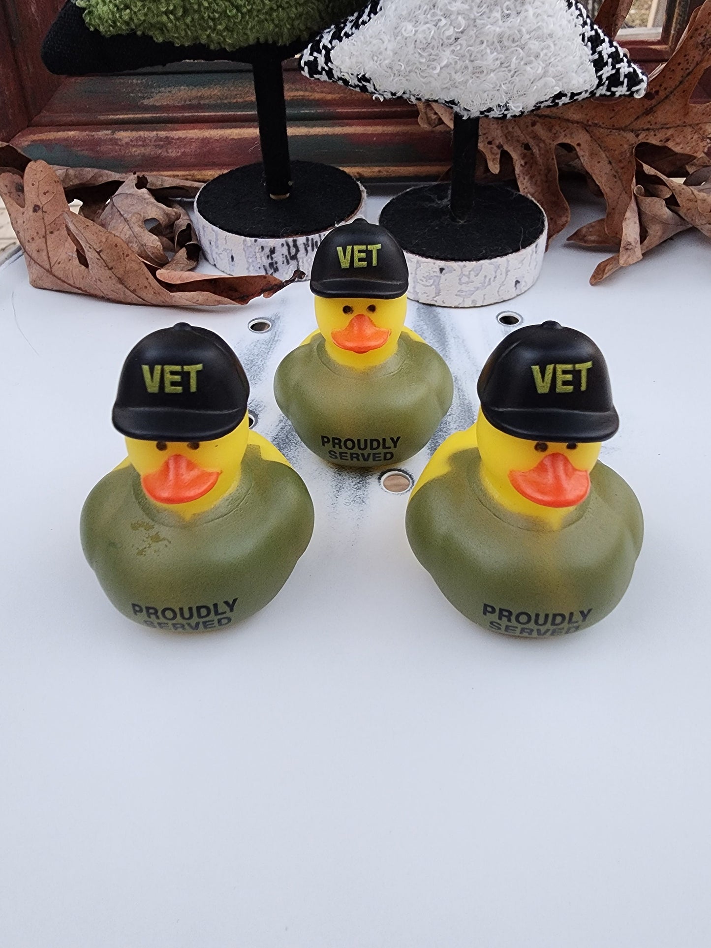 Military Veteran Themed Yellow Rubber Duck Ducks - Green Black Orange -Individuals or Pack of 3