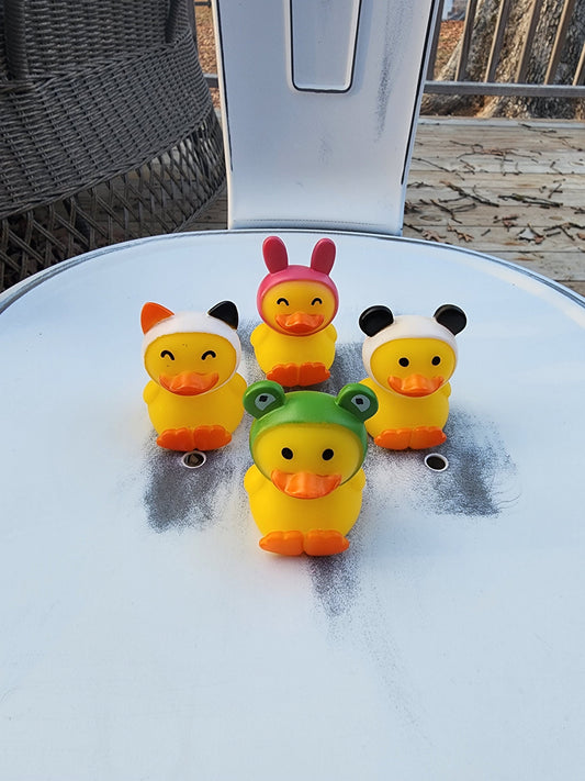 Sitting Animal Themed Yellow Rubber Duck Ducks - Bunnie Panda Cat Frog - Individuals or Pack of 4