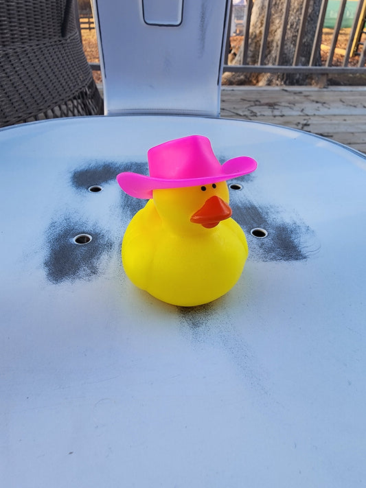 Pink Cowgirl Hat Themed Yellow Rubber Duck Ducks - Pink Yellow Country Cowgirl - Individuals or Pack of 3