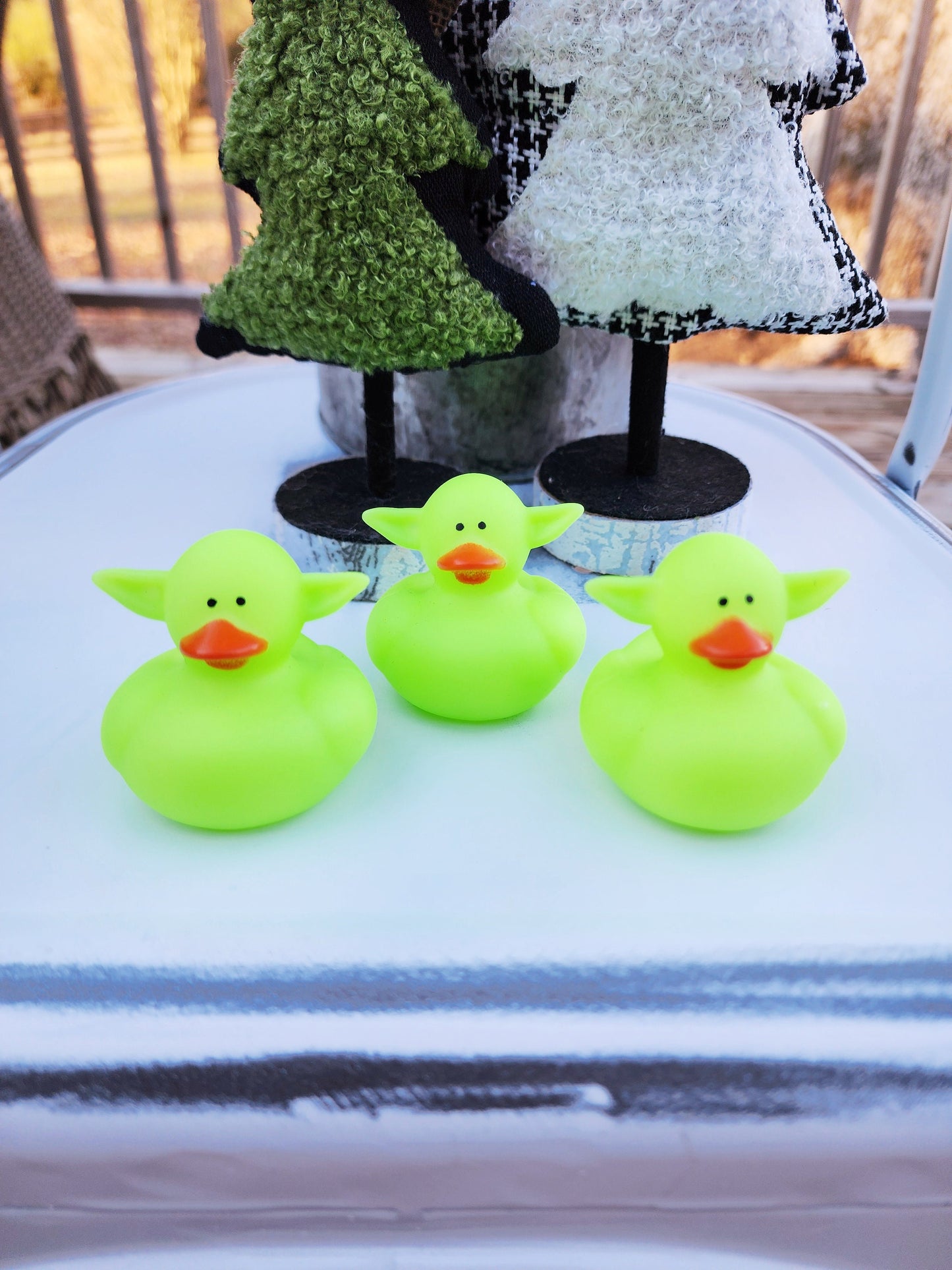 Green Neon Big Ear Bright Themed Rubber Duck Ducks - Individuals or Pack of 3