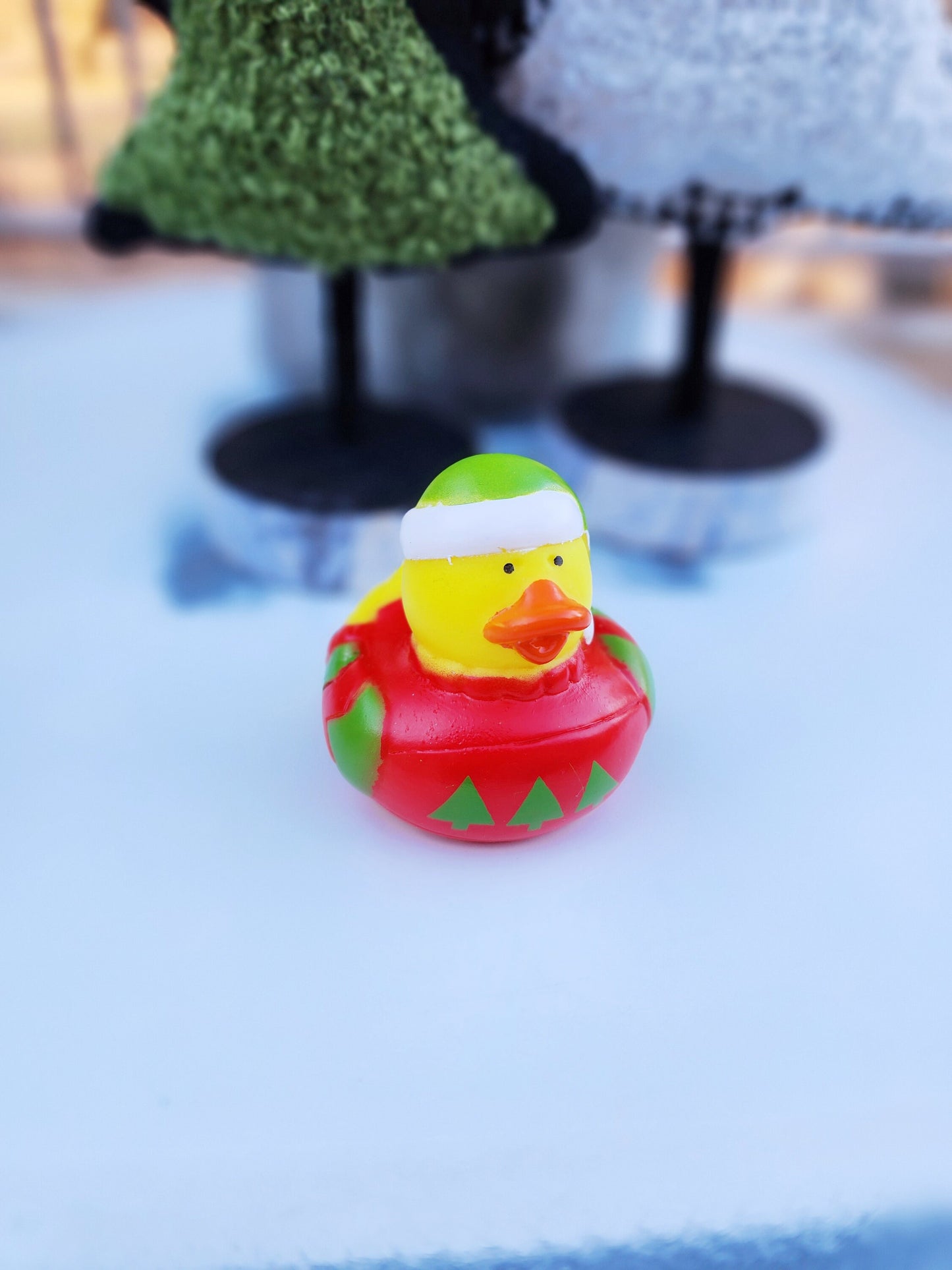 Ugly Christmas Sweater Themed Yellow Rubber Duck Ducks - Red Green White Individuals or Pack of 2