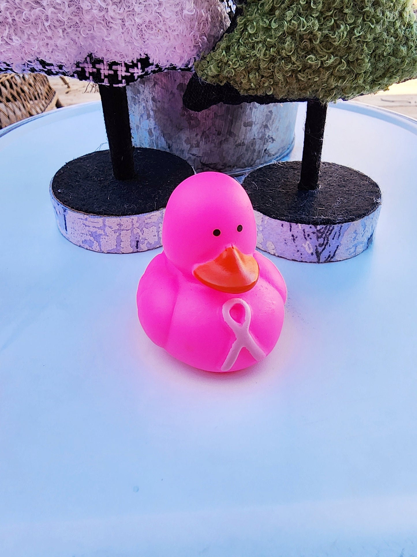 Breast Cancer Awareness Rubber Ducks | Cute Novelty Gifts | Breast Cancer Survivor | Gift for Loved One | Office Desk Toy | Individual Item