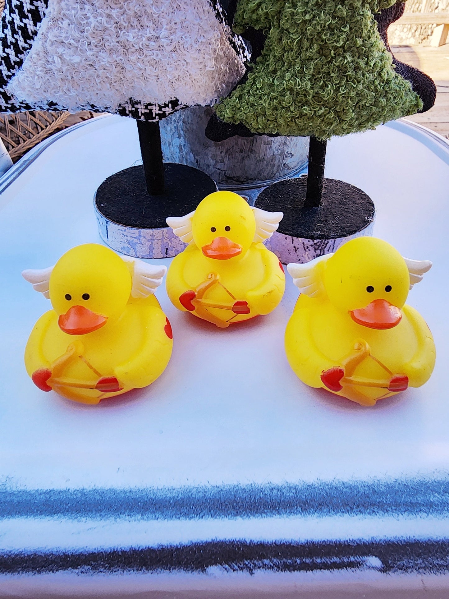 Cupid Cupids Arrow Themed Yellow Rubber Duck Ducks - Pink Red - Individuals, Set of 2, or Pack of 3