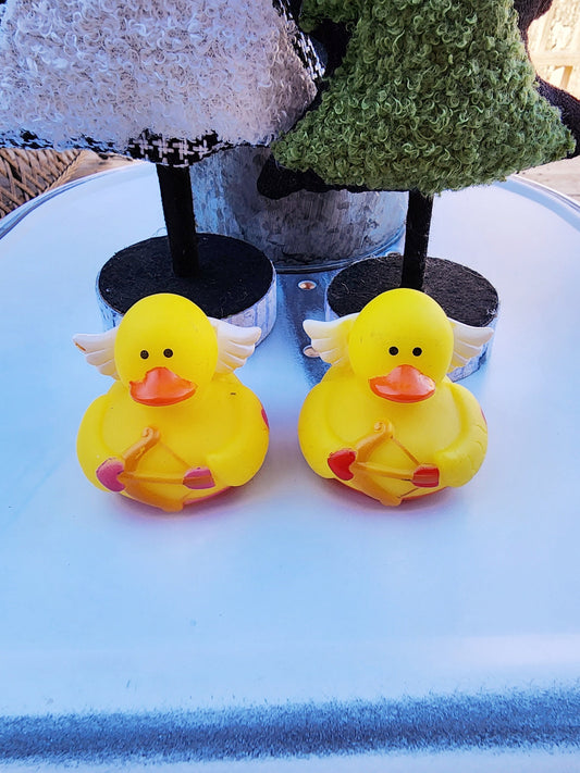 Cupid Cupids Arrow Themed Yellow Rubber Duck Ducks - Pink Red - Individuals, Set of 2, or Pack of 3