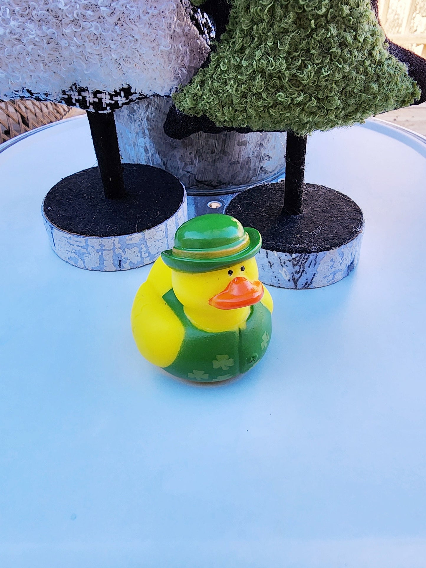 St. Patrick's Day Themed Yellow Rubber Duck Ducks - Shamrock Green Clover Good Luck - Individuals or Pack of 3