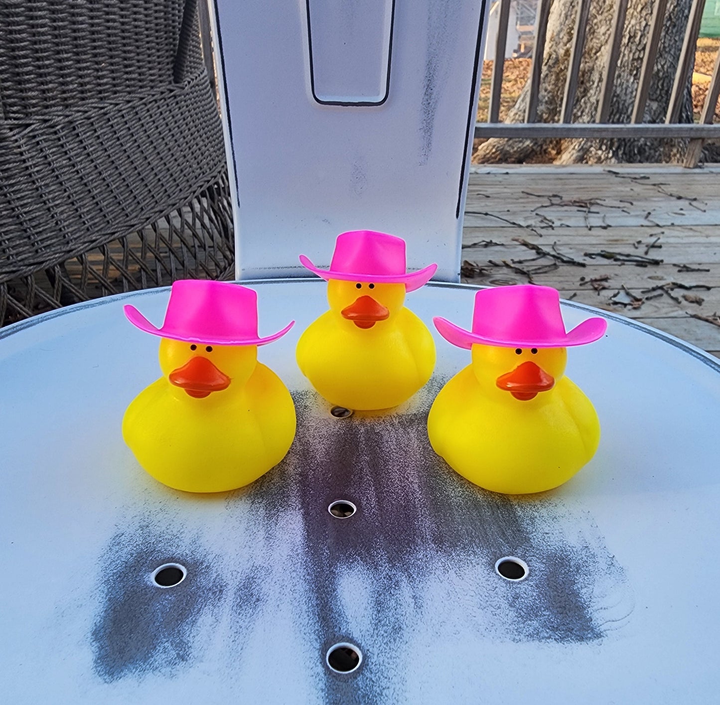 Pink Cowgirl Hat Themed Yellow Rubber Duck Ducks - Pink Yellow Country Cowgirl - Individuals or Pack of 3