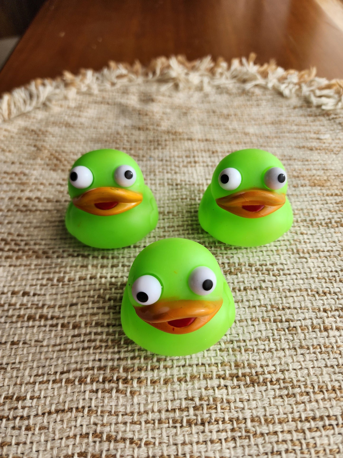 Green Rubber Duck | Cute Novelty Gift | Bright Colors | Gift for Friend | Office Desk Toy | Individual Item | Pack of 3