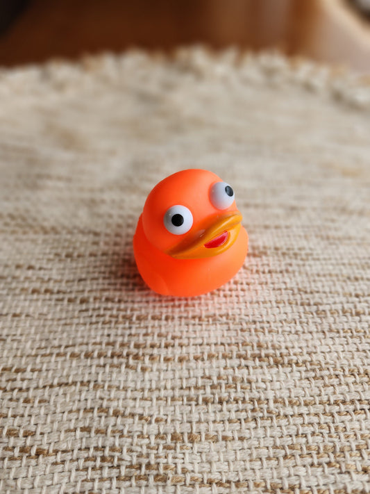 Orange Rubber Duck | Cute Novelty Gift | Bright Colors | Gift for Friend | Office Desk Toy | Individual Item | Pack of 3