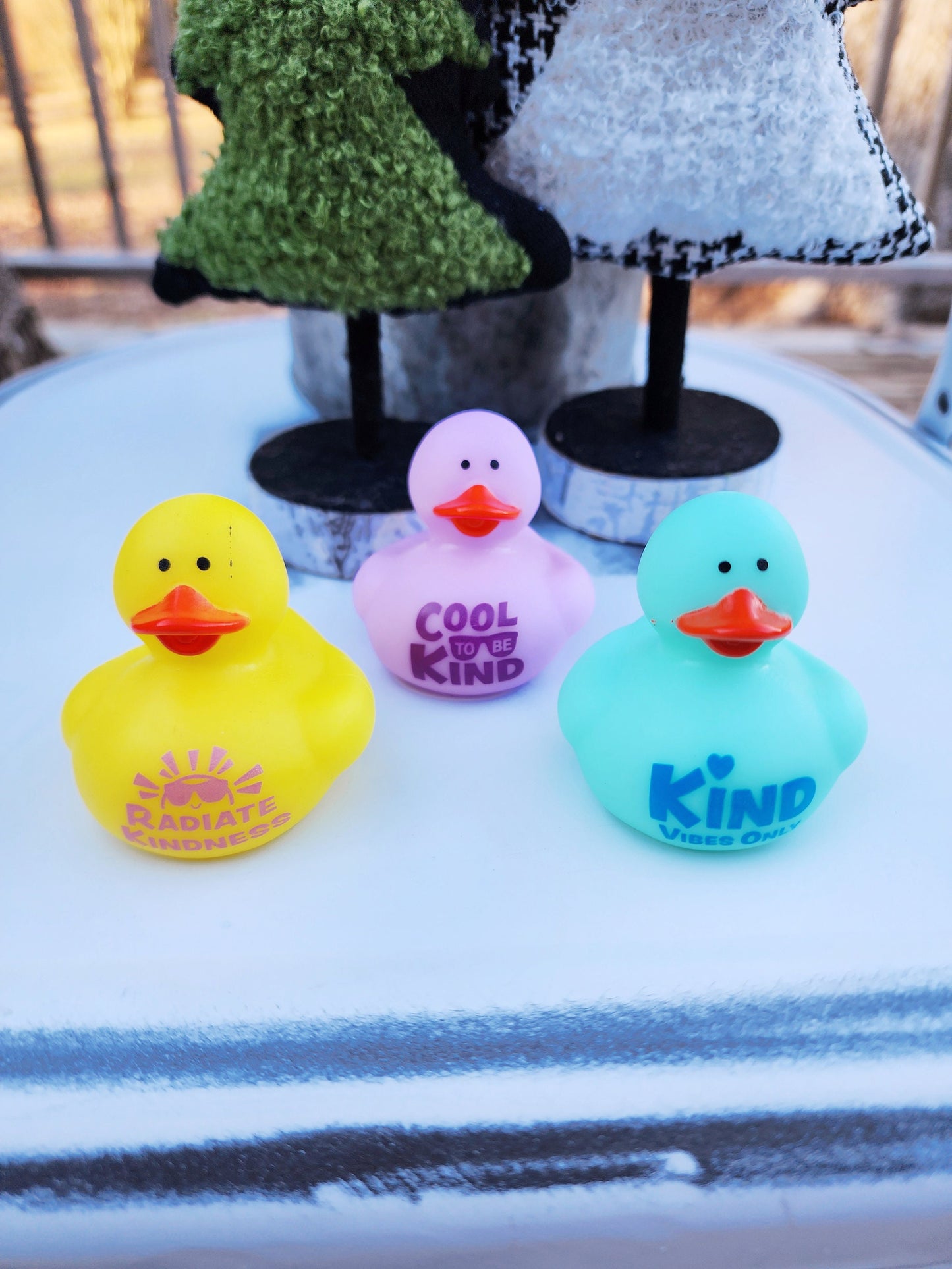 Kind Message Themed Rubber Duck Ducks- Purple Yellow Blue - Individuals or Pack of 3