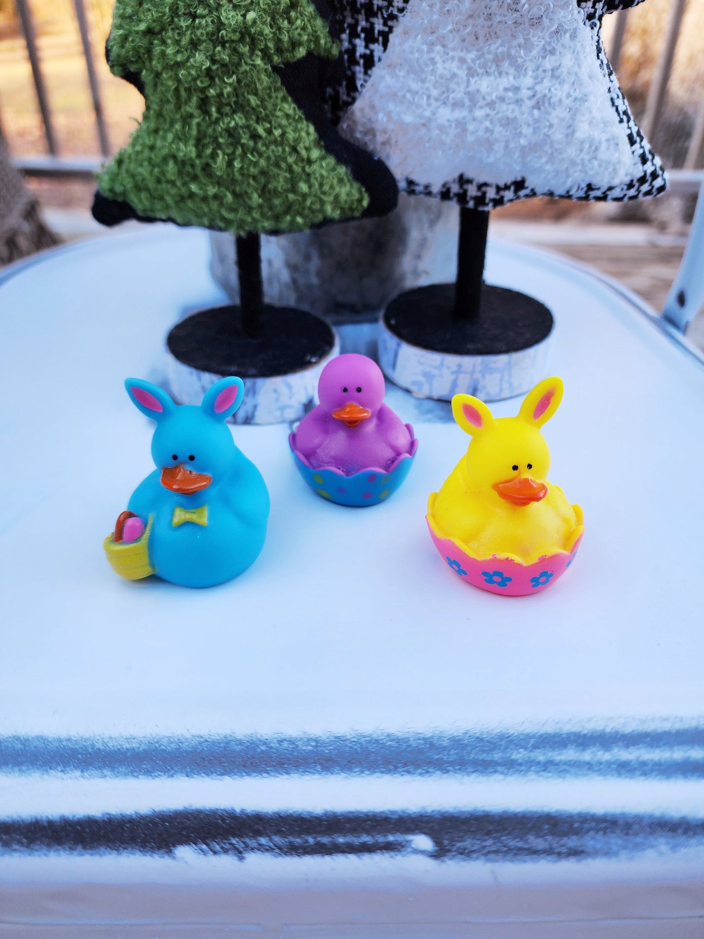 Mini Spring Easter Animal Themed Rubber Duck Ducks - Yellow Purple Blue - Individuals or Pack of 3