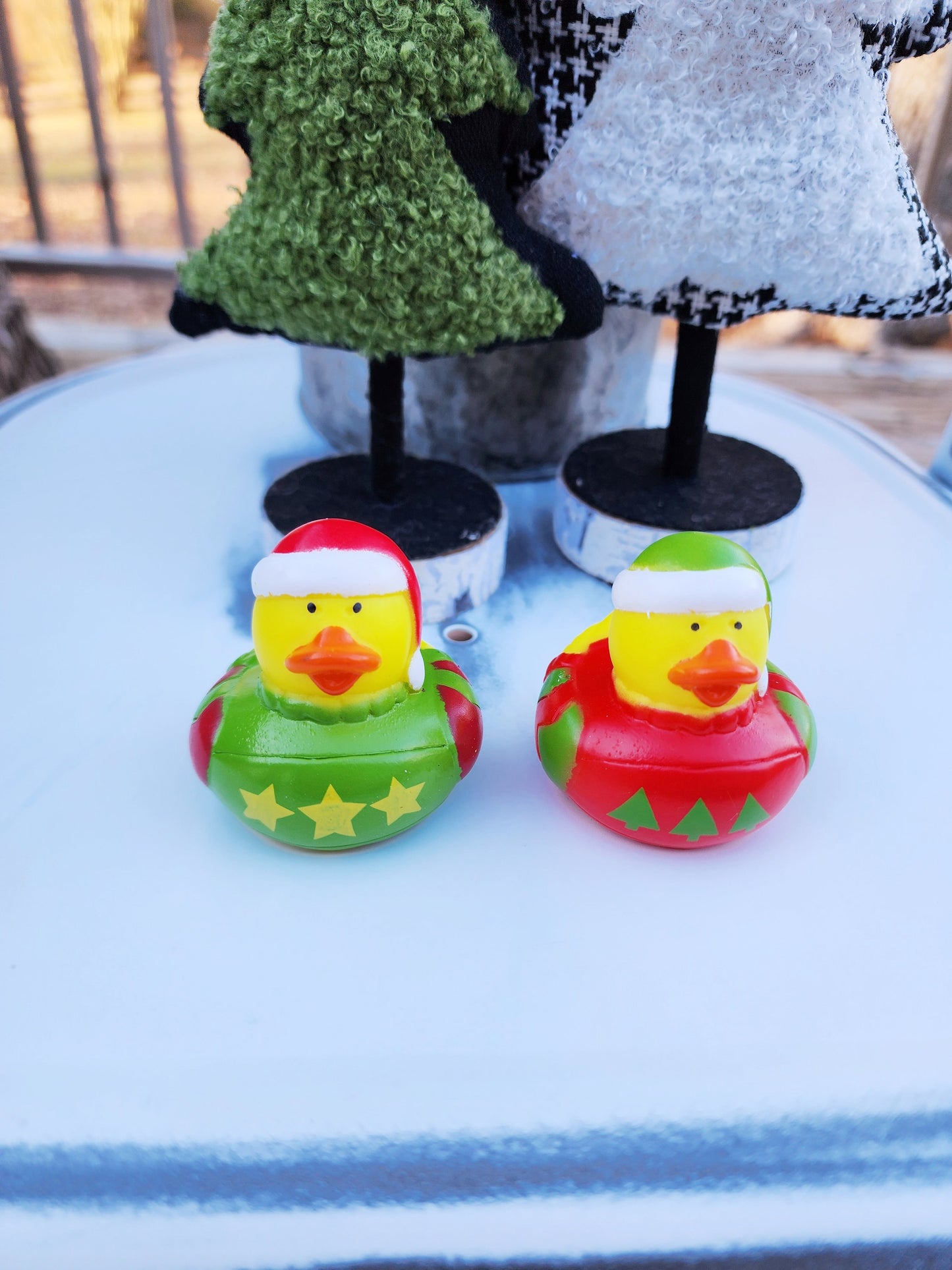 Ugly Christmas Sweater Themed Yellow Rubber Duck Ducks - Red Green White Individuals or Pack of 2