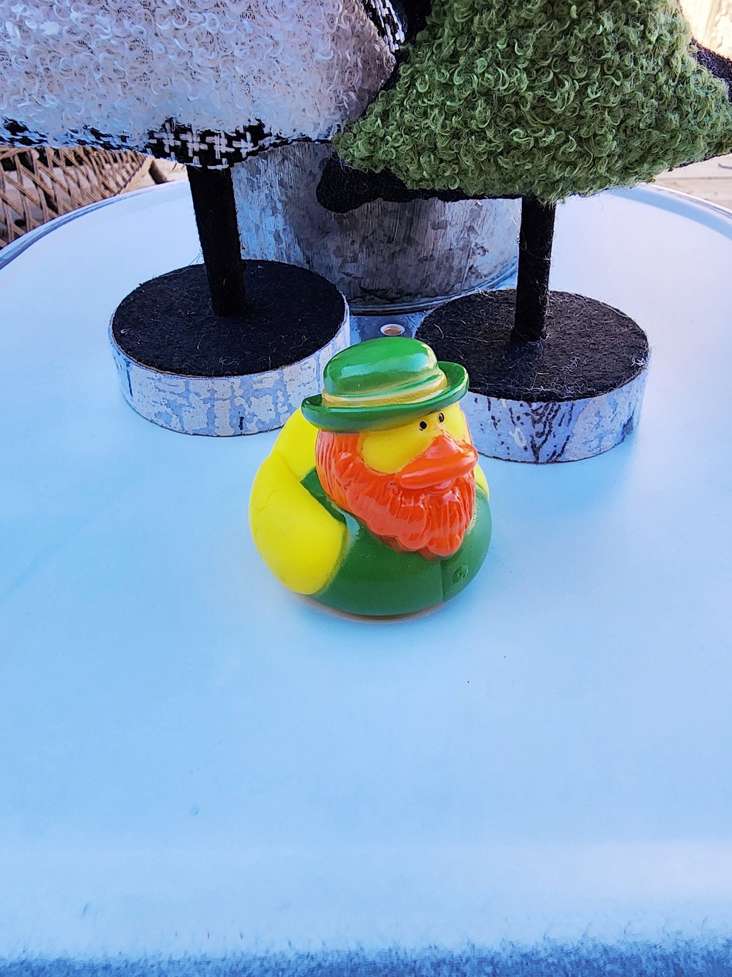 St. Patrick's Day Themed Yellow Rubber Duck Ducks - Shamrock Green Clover Good Luck - Individuals or Pack of 3