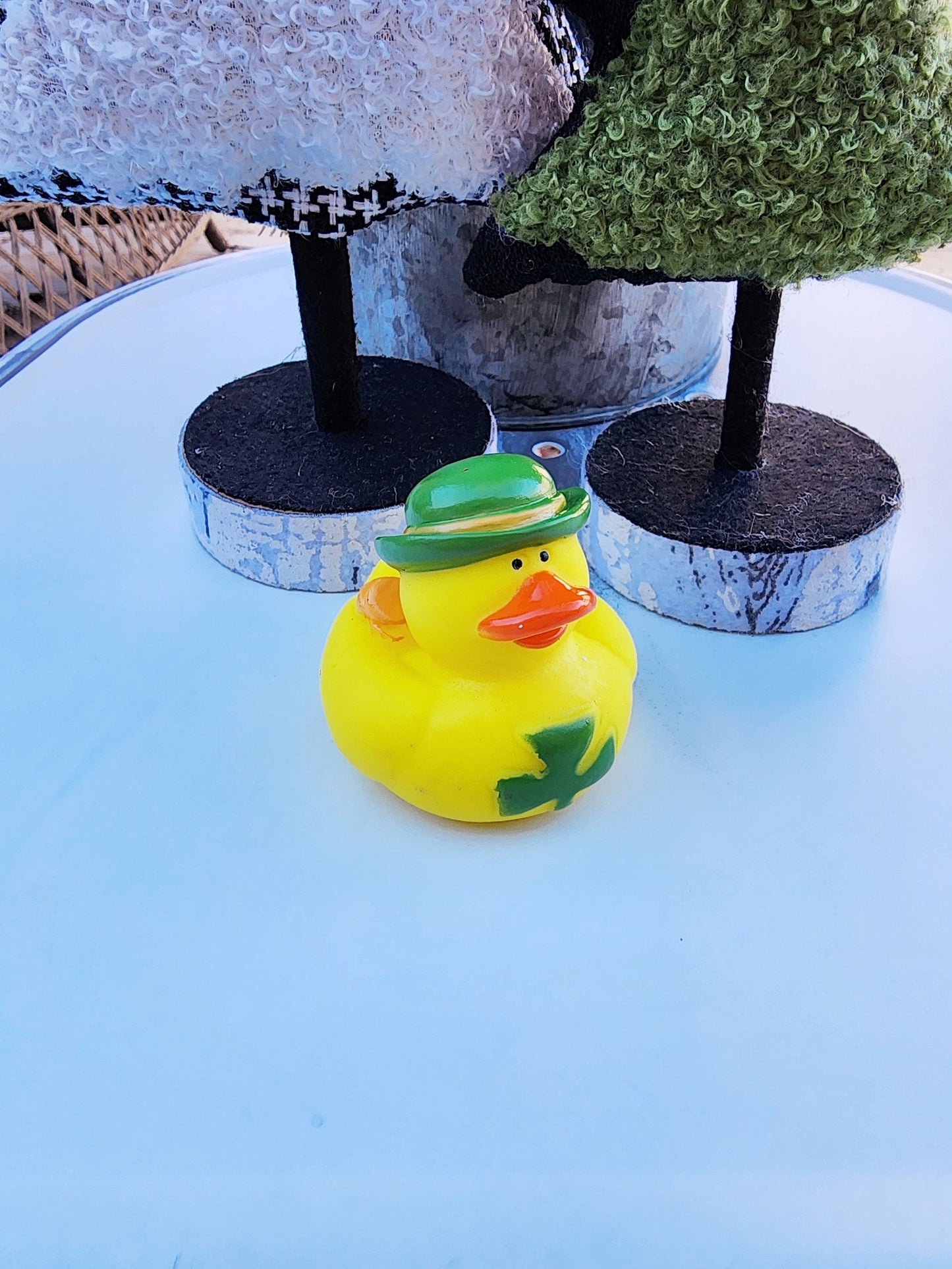 St. Patrick's Day Themed Yellow Rubber Duck Ducks - Shamrock Green Clover Good Luck - Individuals or Pack of 3