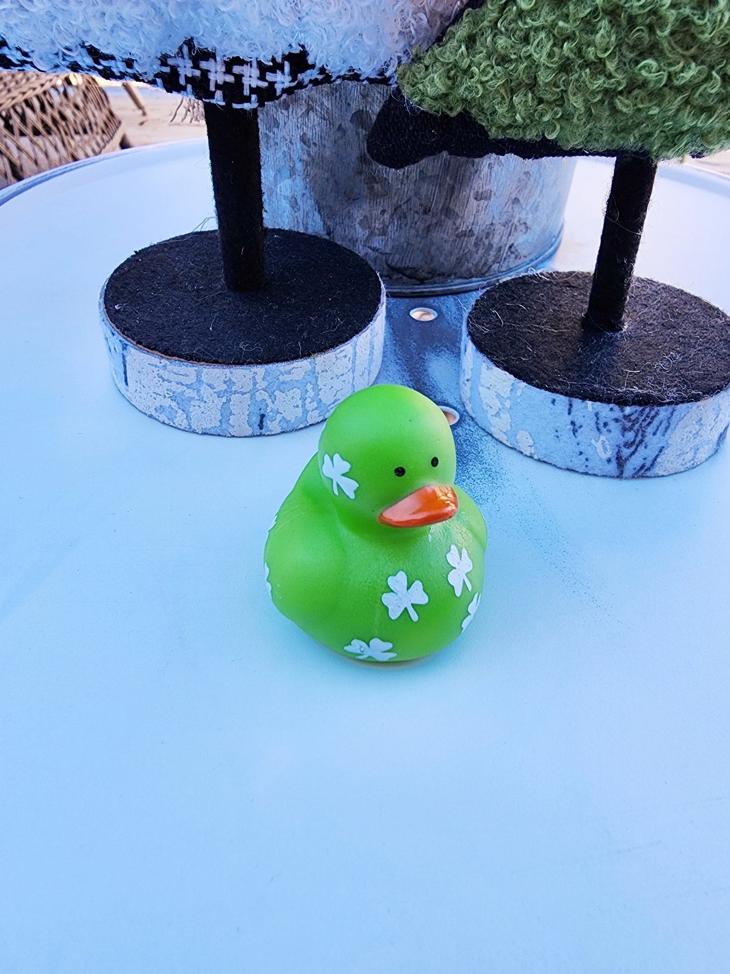 Mini St. Patrick's Day Themed Rubber Duck Ducks - Green Light Green White Shamrock - Individuals or Pack of 3