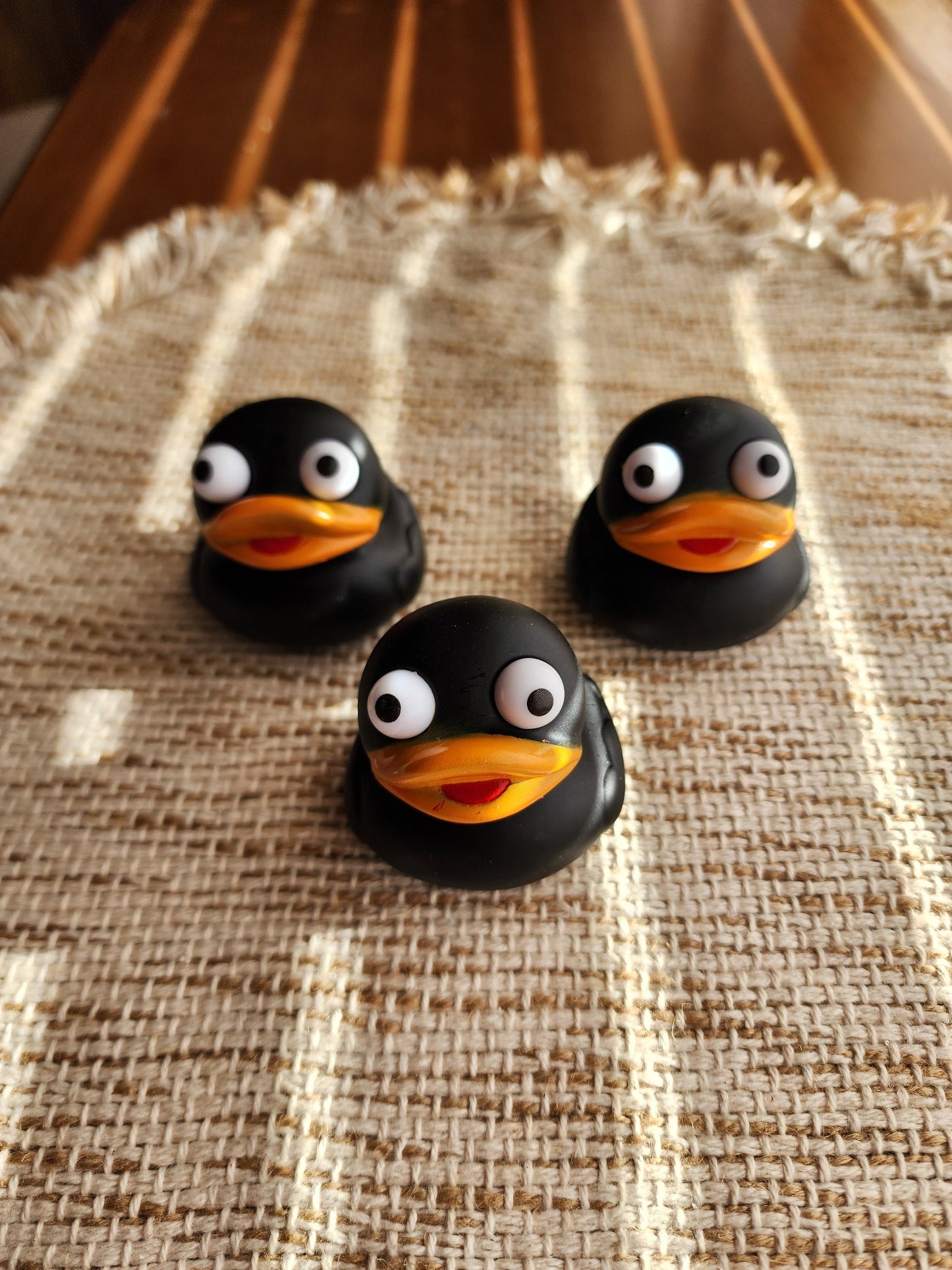 Black Rubber Duck | Cute Novelty Gift | Bright Colors | Gift for Friend | Office Desk Toy | Individual Item | Pack of 3