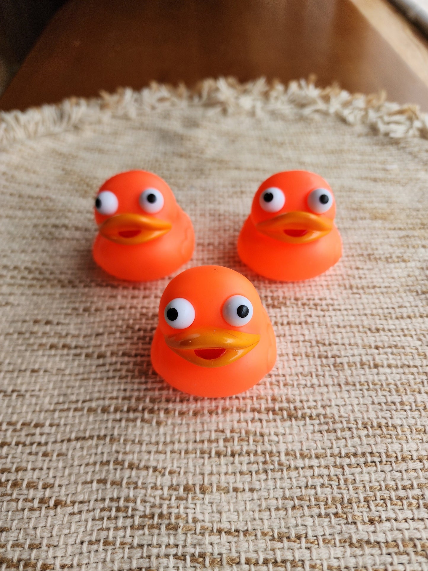 Orange Rubber Duck | Cute Novelty Gift | Bright Colors | Gift for Friend | Office Desk Toy | Individual Item | Pack of 3