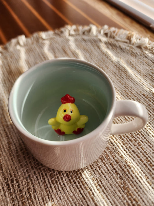 Chick Animal Mug 3D Barn Animal Ceramic Mug Cute Yellow Red Black Chick Chicken Lover Animal Lover Farm Animals