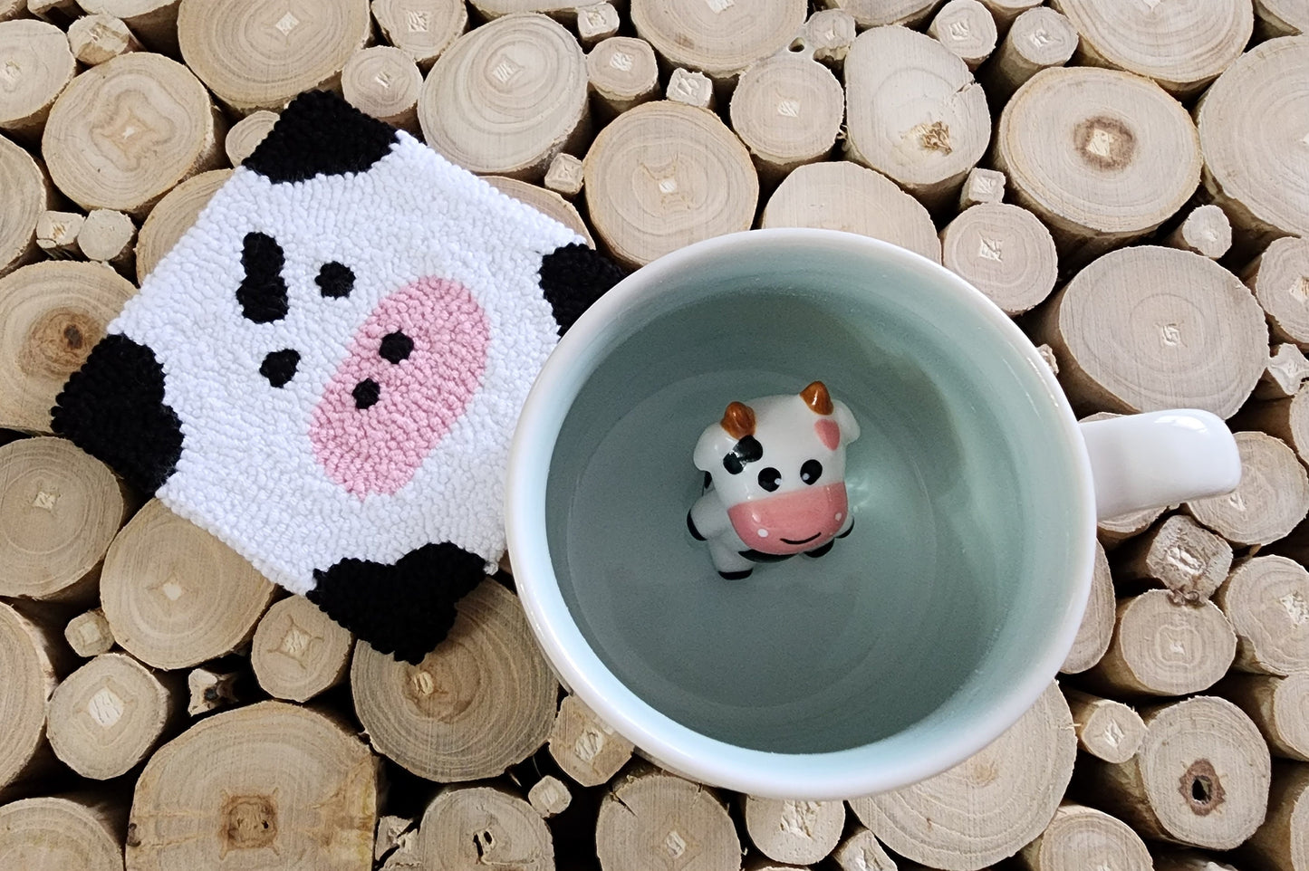 Cute Mug Rug Punch Needle Mug Coaster Adorable Housewarming Gift Office Gift Handmade Animals Pattern