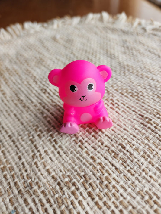 Monkey Animal Zoo Themed Pink Rubber Figure Rubber Animal Animals Rubber Duck Ducks - Pink Light Pink Black - Individual