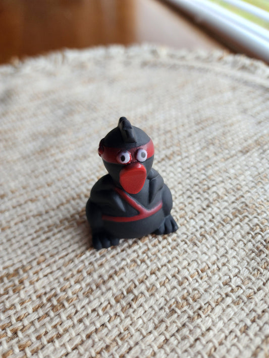 Ninja Funny Rubber Chicken Themed Black Rubber Chicken Chickens Rubber Duck Ducks - Red Black - Individual