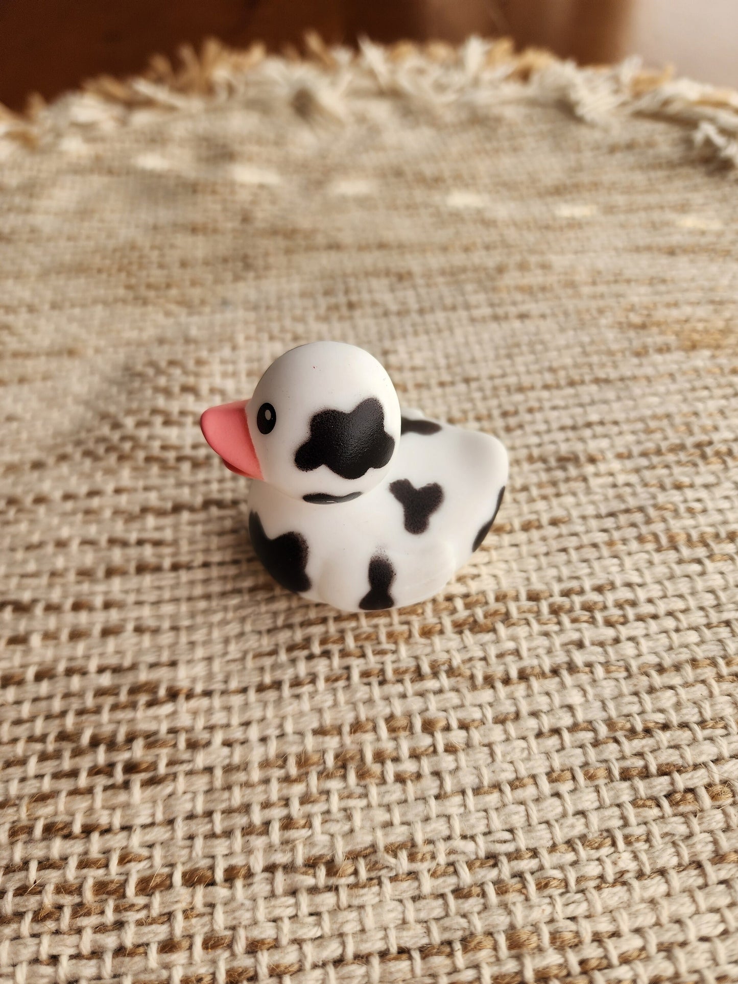 Cute Cow Farm Animal Themed Rubber Ducks Cow Lover Gift for Friend Cow Gift Office Desk Toy - White Black Pink - Individuals or Pack of 3