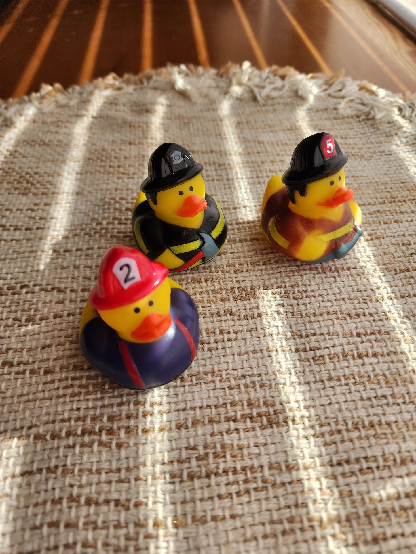 Firefighters Fireman First Responder Themed Yellow Rubber Duck Ducks - Red Brown Black Yellow - Individuals or Pack of 3