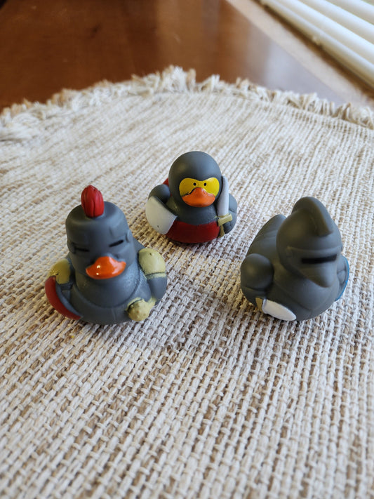 Knight Medieval Crusader Battle Swordsman Yellow Rubber Duck Ducks - Sword Shield Armor Red Grey Yellow - Individuals or Pack of 3