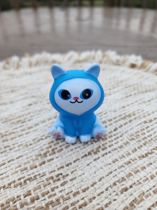 Hoodie Cat Kitty Themed White Rubber Figure Figures Rubber Animal Animals Rubber Duck Ducks - Blue White Pink - Individual