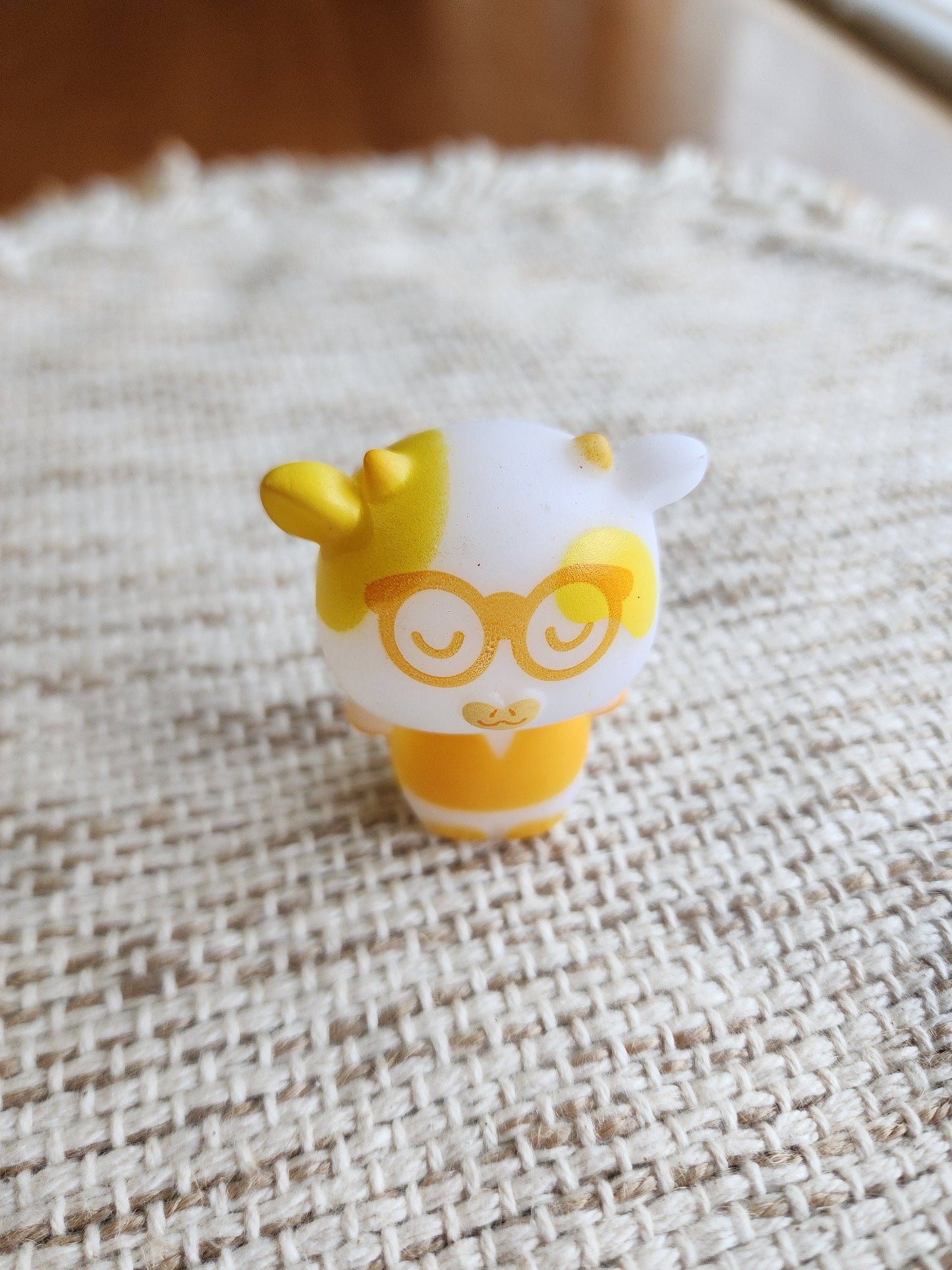 Yellow Glasses Smart Cow Farm Animal Themed Yellow Rubber Figure Rubber Animal Animals Rubber Ducks Highland Cow - Yellow White - Individual