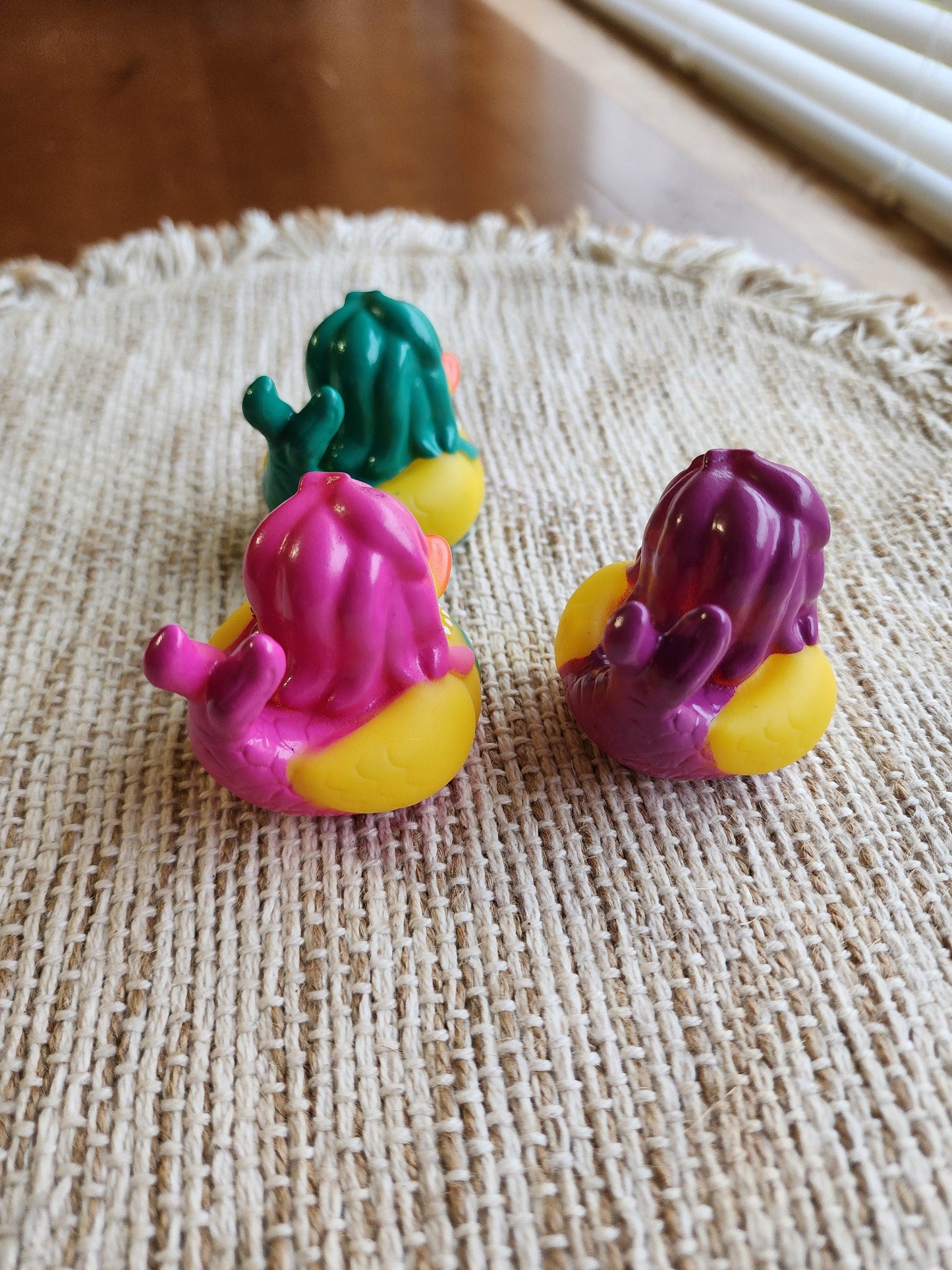 Beach Tropical Mermaid Themed Yellow Rubber Duck Ducks - Purple Pink Blue Teal - Individuals or Pack of 3