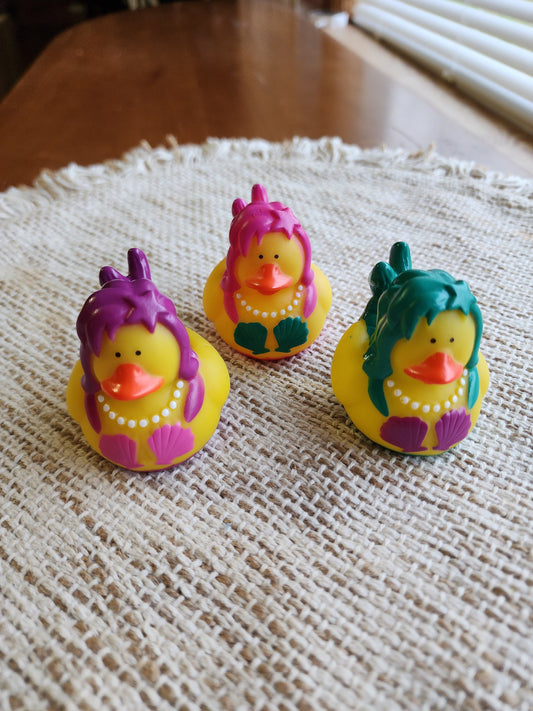 Beach Tropical Mermaid Themed Yellow Rubber Duck Ducks - Purple Pink Blue Teal - Individuals or Pack of 3