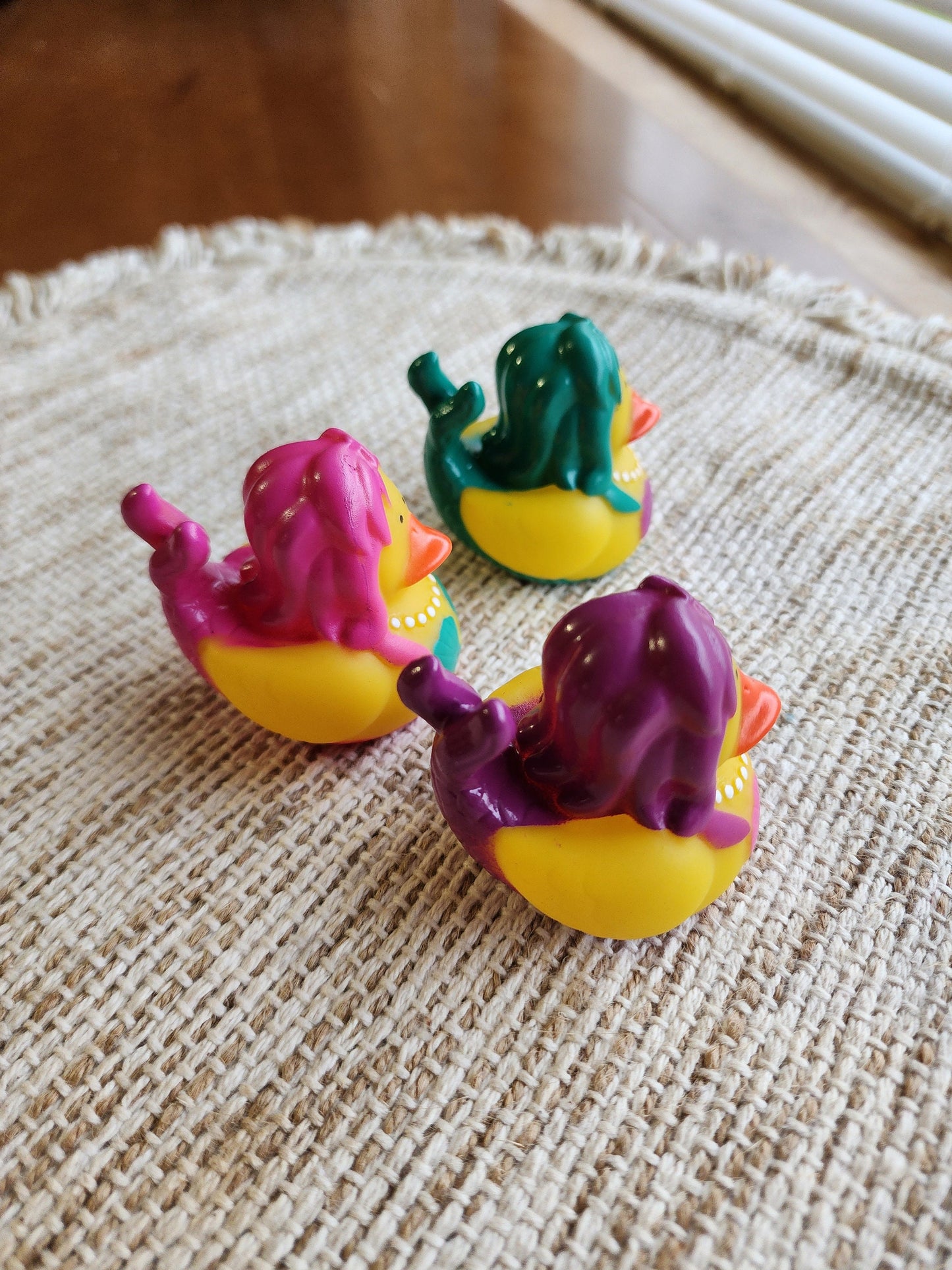 Beach Tropical Mermaid Themed Yellow Rubber Duck Ducks - Purple Pink Blue Teal - Individuals or Pack of 3