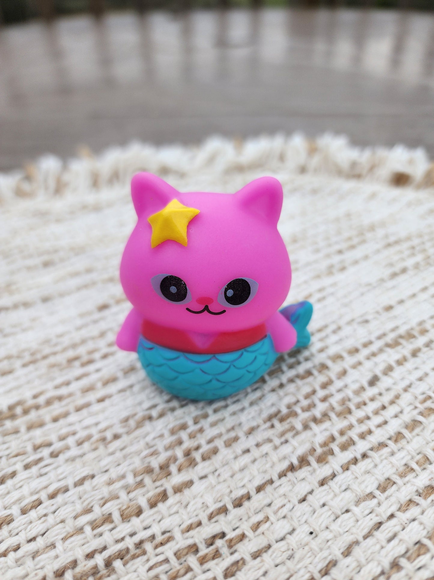 Mermaid Cat Kitty Themed Pink Rubber Figure Figures Rubber Animal Animals Rubber Duck Ducks - Pink Blue Yellow - Individual