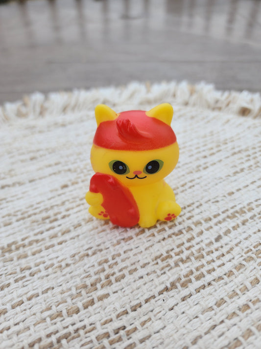 Skating Cat Kitty Themed Yellow Rubber Figure Figures Rubber Animal Animals Rubber Duck Ducks - Red Yellow Black - Individual