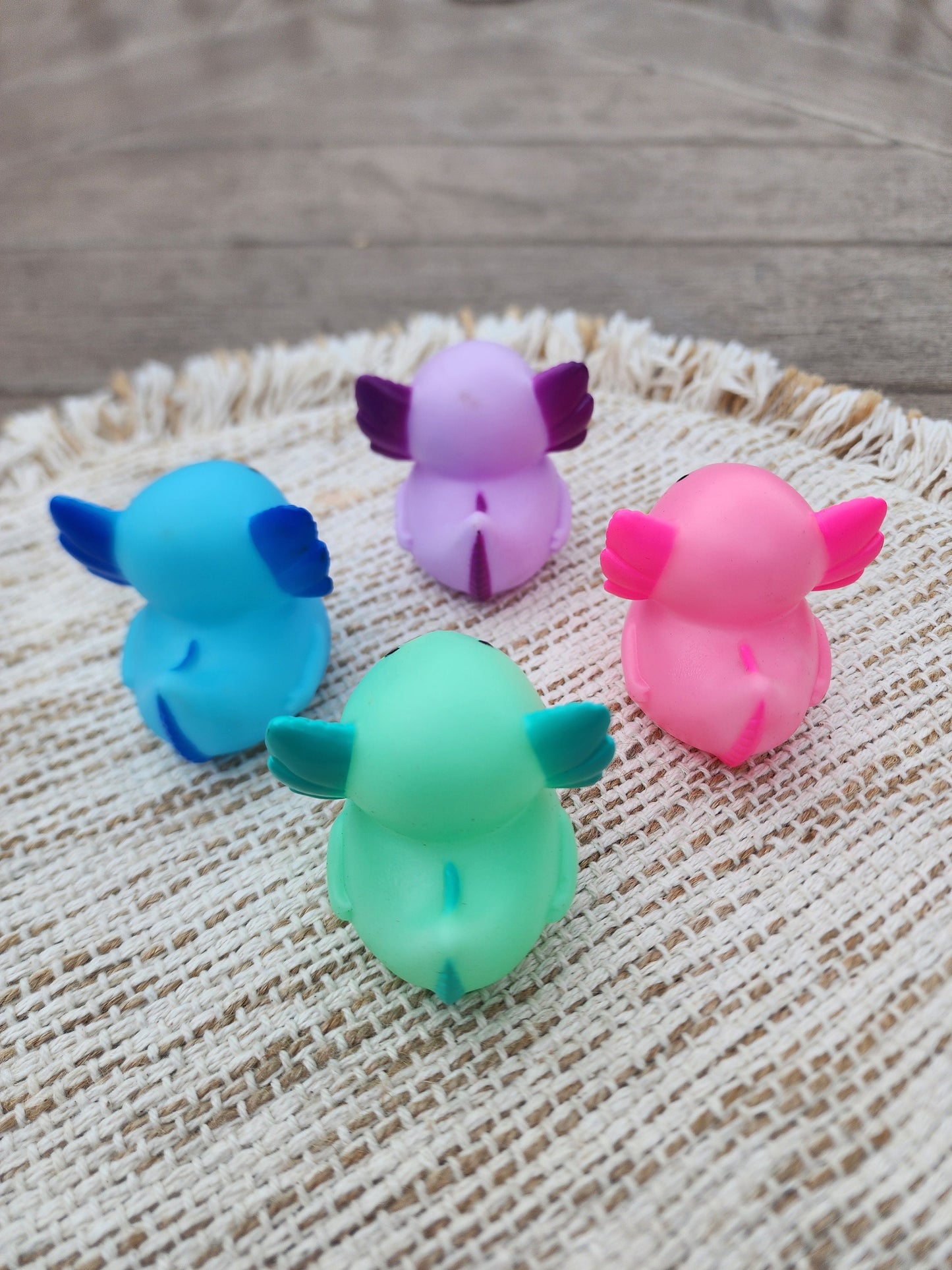 Colorful Axolotl Themed Rubber Duck Ducks - Blue Purple Pink Green - Individuals or Pack of 4