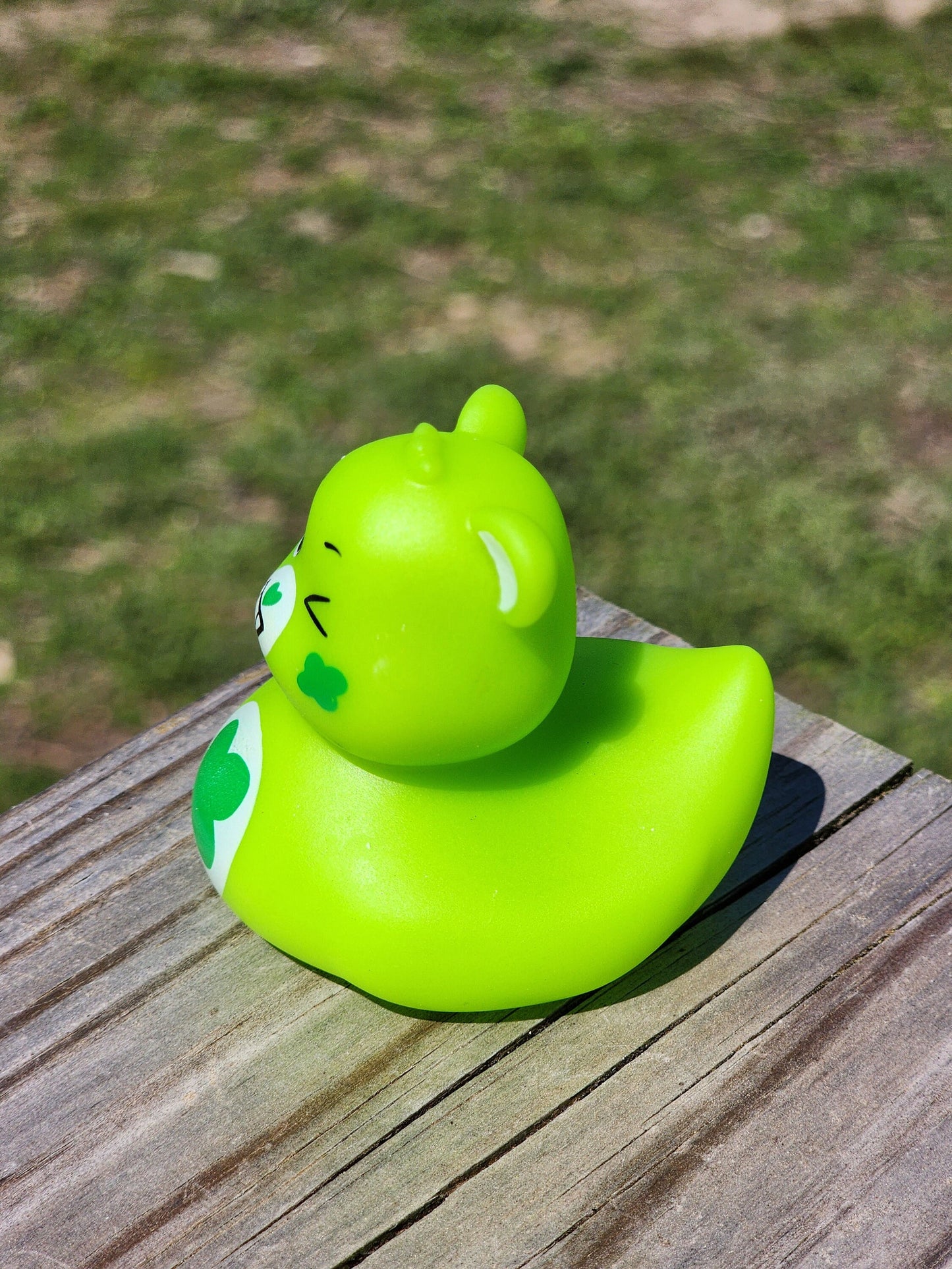 Care Bear Green Clover Themed Green Rubber Duck Ducks Gift for Friend Rubber Duck Gift Office Desk Toy - Green White - Individuals