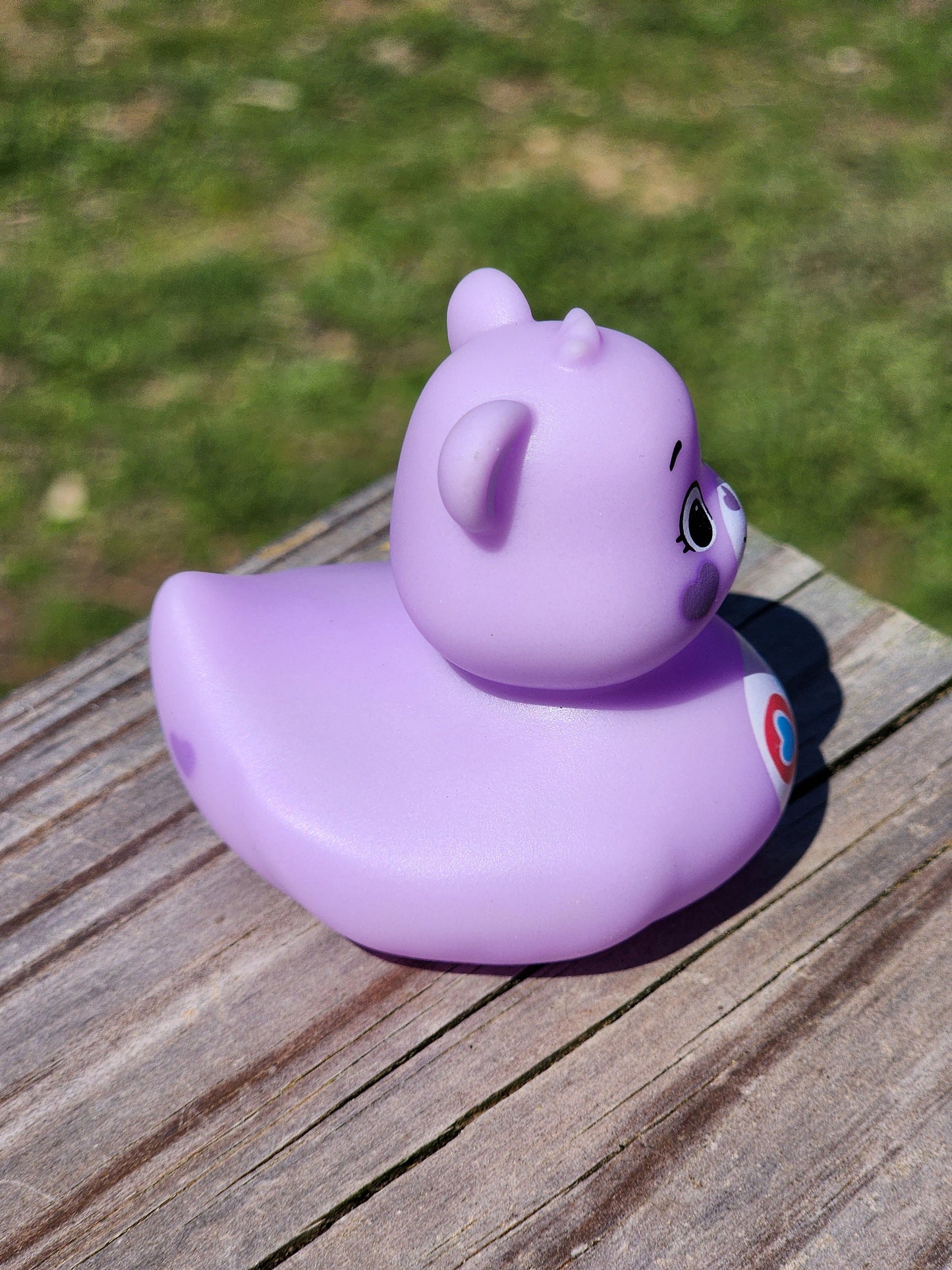 Care Bear Purple Heart Themed Purple Rubber Duck Ducks Gift for Friend Rubber Duck Gift Office Desk Toy - Purple Red Blue White- Individuals