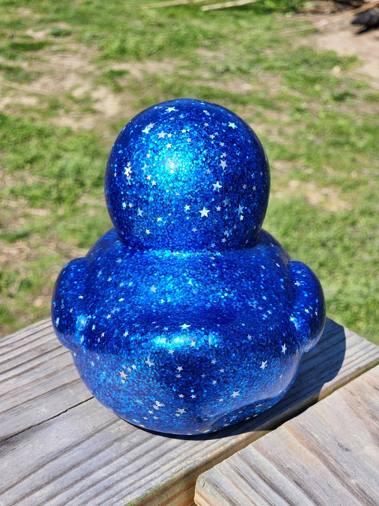 Large Star Glitter Themed Blue Rubber Duck Ducks Friend Gift Duck Lover Gift Office Desk Toy - Blue Silver Black - Individuals