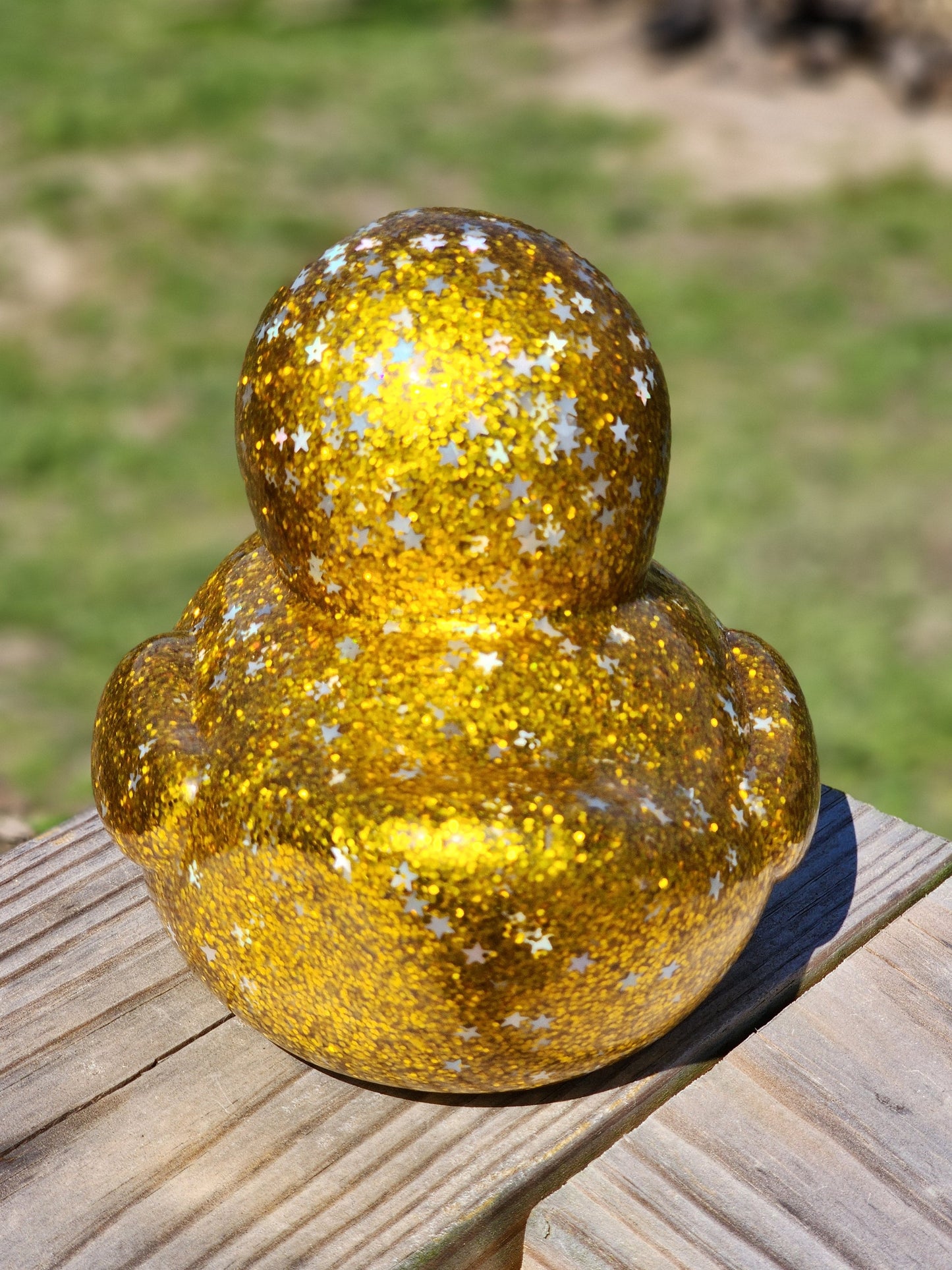 Large Star Glitter Themed Yellow Rubber Duck Ducks Friend Gift Duck Lover Gift Office Desk Toy - Yellow Silver Black - Individuals