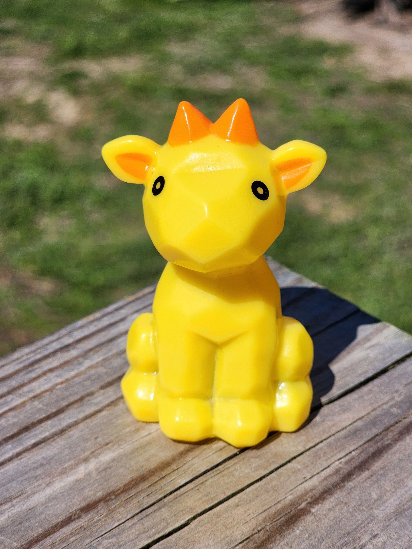 Geometric Giraffe Animal Themed Yellow Rubber Animal Rubber Character Lover Gift for Friend Office Desk Toy - Yellow Orange - Individual