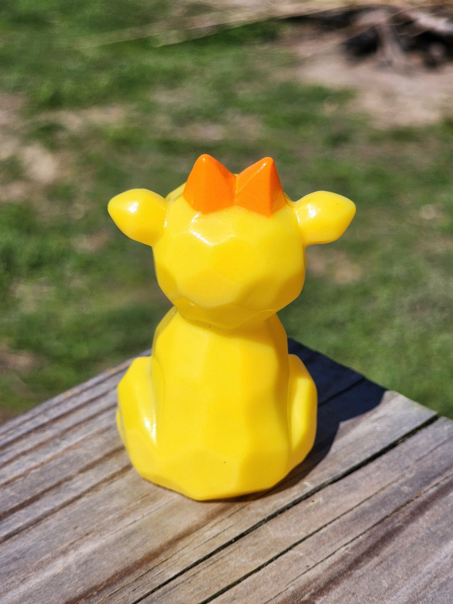 Geometric Giraffe Animal Themed Yellow Rubber Animal Rubber Character Lover Gift for Friend Office Desk Toy - Yellow Orange - Individual